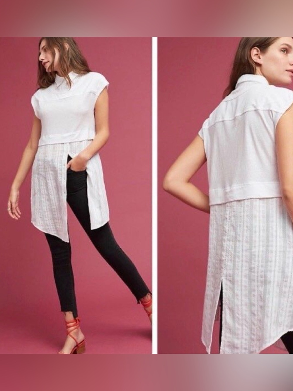 ANTHROPOLOGIE XS Postmark Bohemian Romantic Feminine Londra Layered Twofer Top